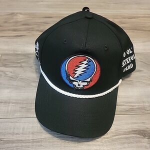 GRATEFUL DEAD NEW Lightning Skull Logo Hat Black Snapback Rope Music Cap Trucker